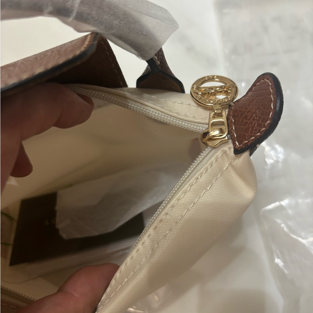 Longchamp Beige Nylon Mini Crossbody with Brown Trim - Picture 5 of 6